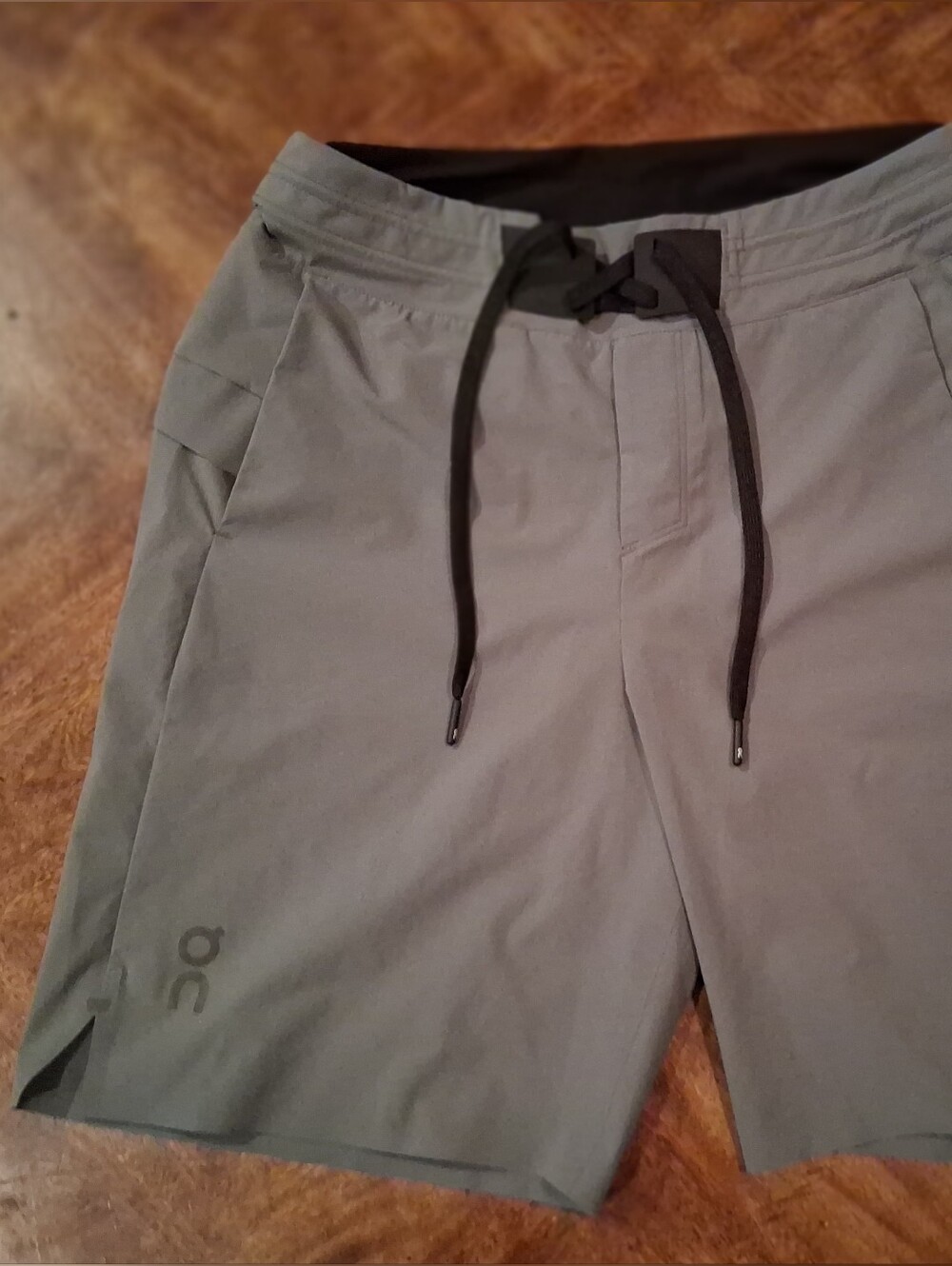 On Running Gray Athletic Training Shorts with Drawcord